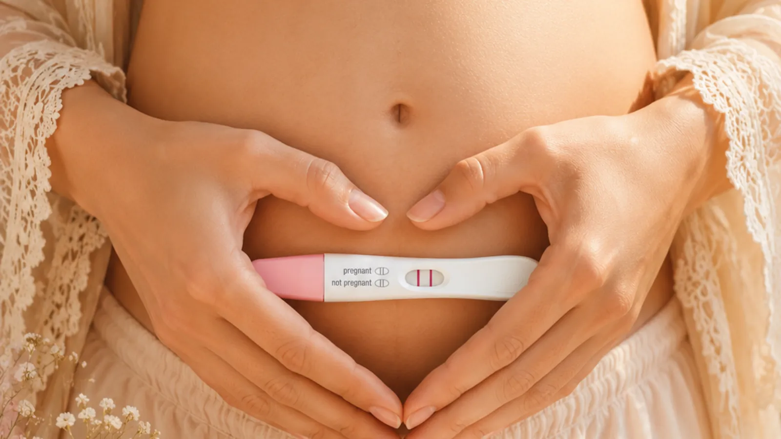 Accompagnement de la grossesse par l’hypnose à Tours, femme tenant un test de grossesse positif avec sérénité